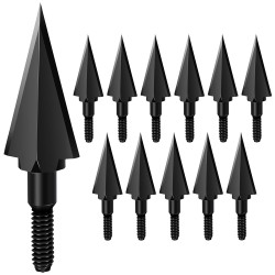 Traditional Broadheads, 100/125/150Grains 12PK Traditional Hunting Points Screw-in Hunting Arrowheads Solid Metal Arrow Tips for Hunting and Target 