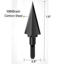 Traditional Broadheads, 100/125/150Grains 12PK Traditional Hunting Points Screw-in Hunting Arrowheads Solid Metal Arrow Tips for Hunting and Target 