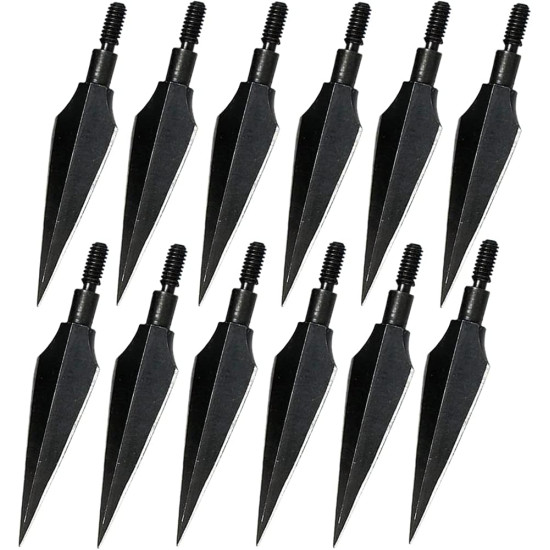 Sinbadteck Traditional Broadheads, 100/125/150Grains 12PK Traditional Hunting Points Screw-in Hunting Arrowheads Solid Metal Arrow Tips for Hunting and Target