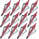 Sinbadteck Hunting Broadheads, 12pcs 3 Blades Bowhunting Broadheads 100 Grain Archery Arrow Broadhead Compatible with Traditional Bows and Compound Bows (Red)