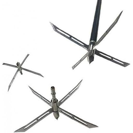 Sinbadteck Archery Broadheads, 3Pcs Pack 4 Fixed Blade Turkey Hunting Broadheads 200Gr Arrowhead Stainless Steel Bow and Arrow Hunting Tips