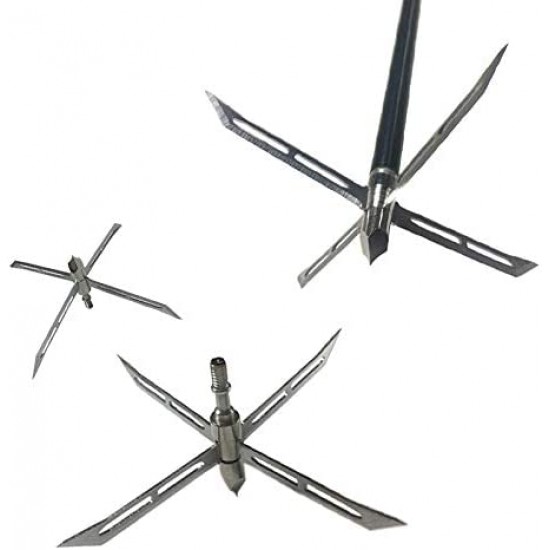 Sinbadteck Archery Broadheads, 3Pcs Pack 4 Fixed Blade Turkey Hunting Broadheads 200Gr Arrowhead Stainless Steel Bow and Arrow Hunting Tips