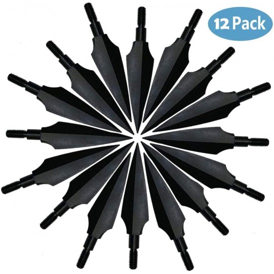Sinbadteck Traditional Broadheads, 100/125/150Grains 12PK Traditional Hunting Points Screw-in Hunting Arrowheads Solid Metal Arrow Tips for Hunting and Target